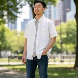 Cambridge Classics Mens Shirt Size 16.5 L White Short Sleeve Button Down